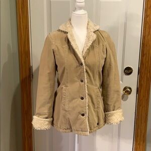 Abercrombie&Fitch Womens Sz M Tan Corduroy&Sherpa​​​​​​​​​​​​​​​​​​